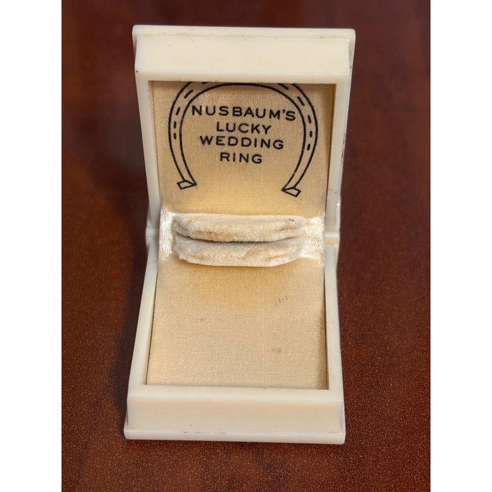 Vintage Art Deco 1940s Celluloid Ring Box, Nusbaum's Lucky Wedding Ring